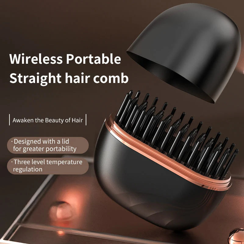 Cordless Mini Hair Straightener Brush