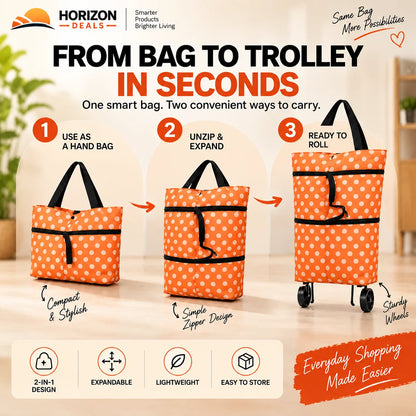 Foldable Wheel Shopping Trolley Bag