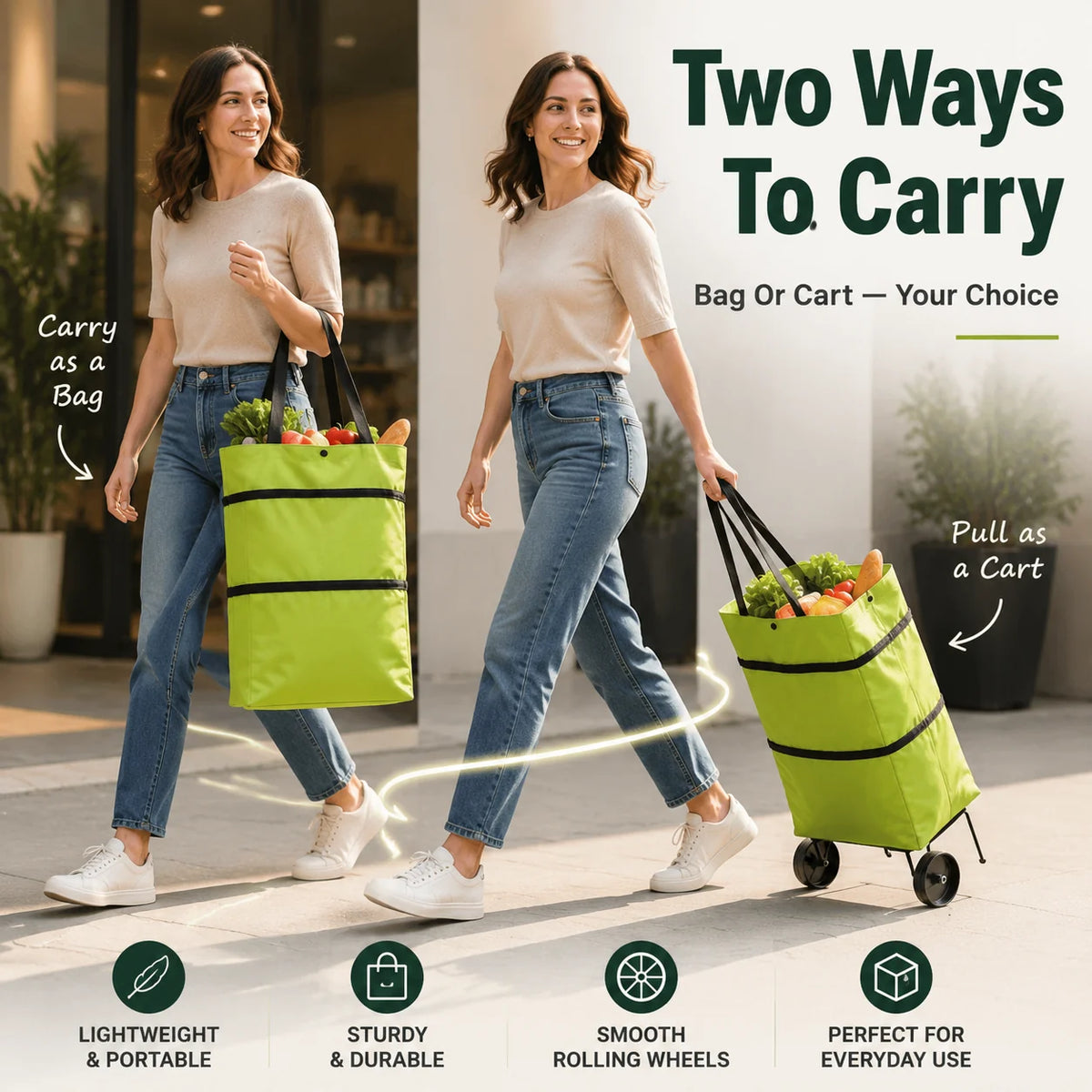 Foldable Wheel Shopping Trolley Bag