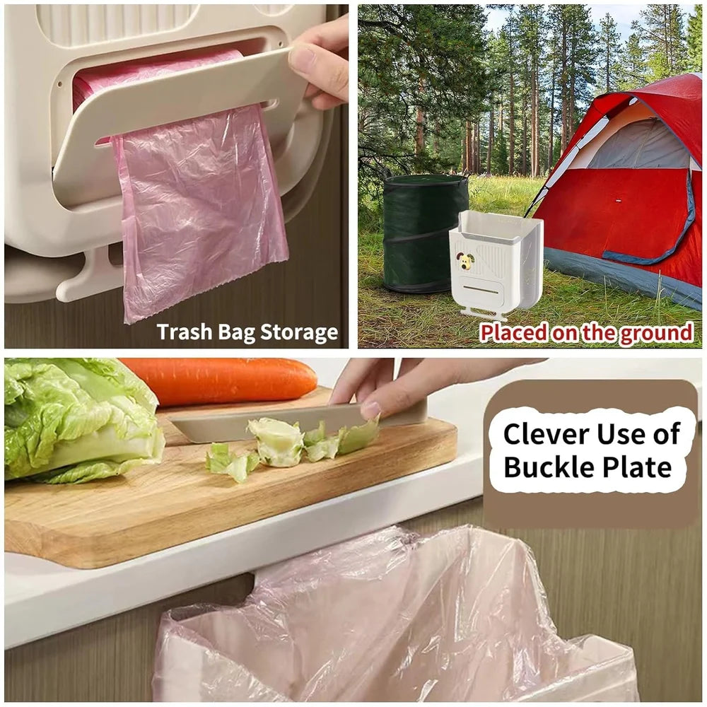 Wall Mounted Foldable Trash Can Bin