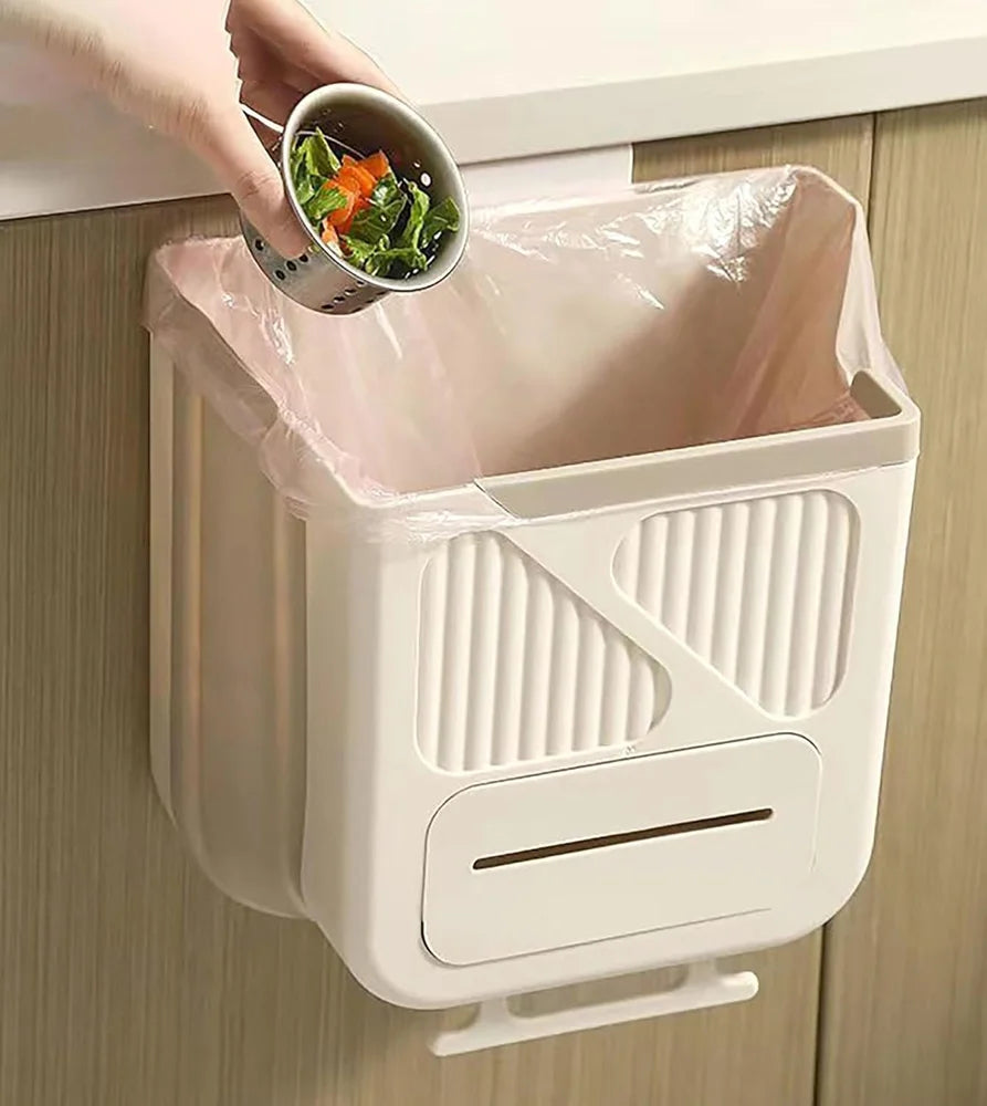 Wall Mounted Foldable Trash Can Bin