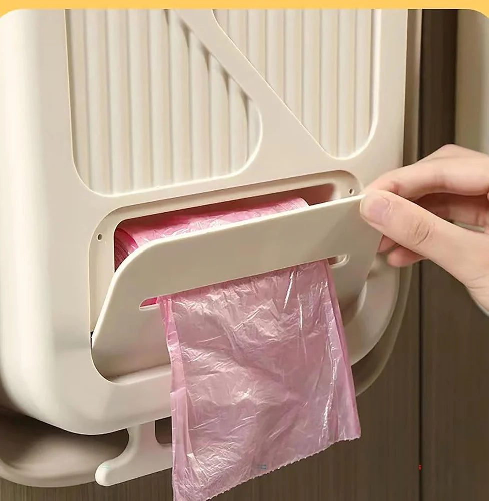 Wall Mounted Foldable Trash Can Bin