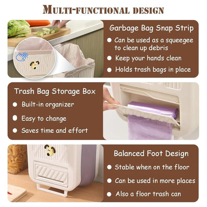 Wall Mounted Foldable Trash Can Bin